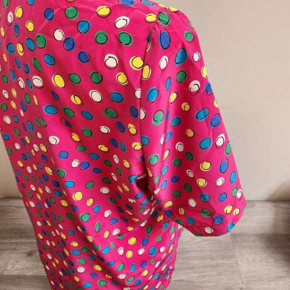 PENDLETON Sophisticates Vintage Pink Top 14 Buttoned Colorful Lightweight Dots‎ - Picture 9 of 12